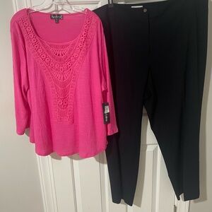 Calvin Klein 24w with Thomas& Olivia nwt fuschia top 2x